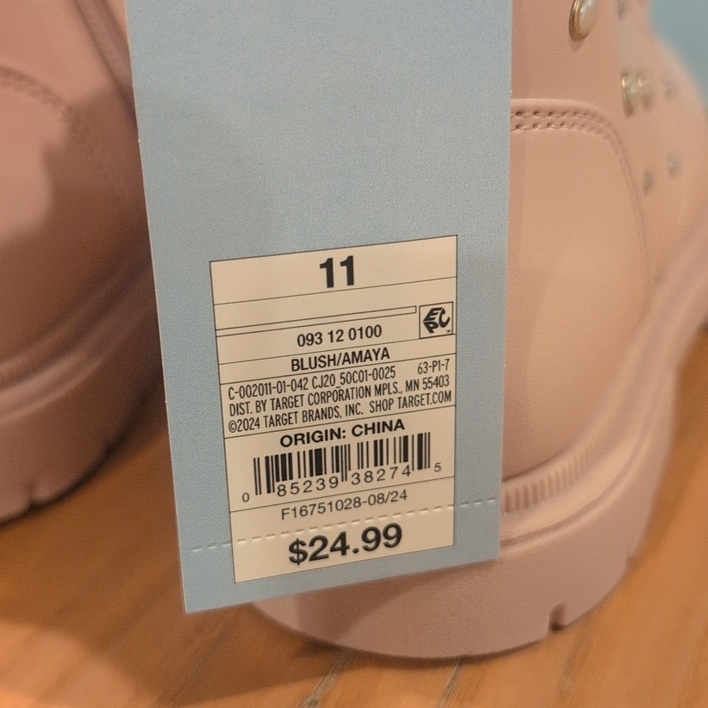 Cat & Jack Size 11 Amaya Boots In Blush Pink, NEW - Picture 6 of 9